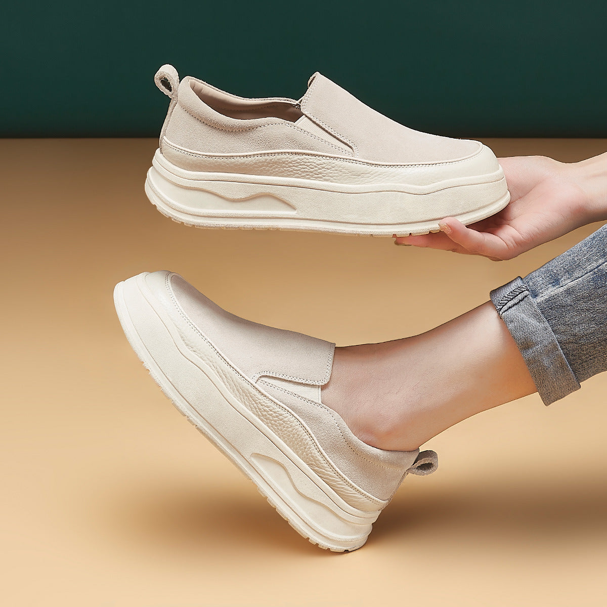 Women's Platform Round Toe Slip-on One Pedal Women's Casual Shoes