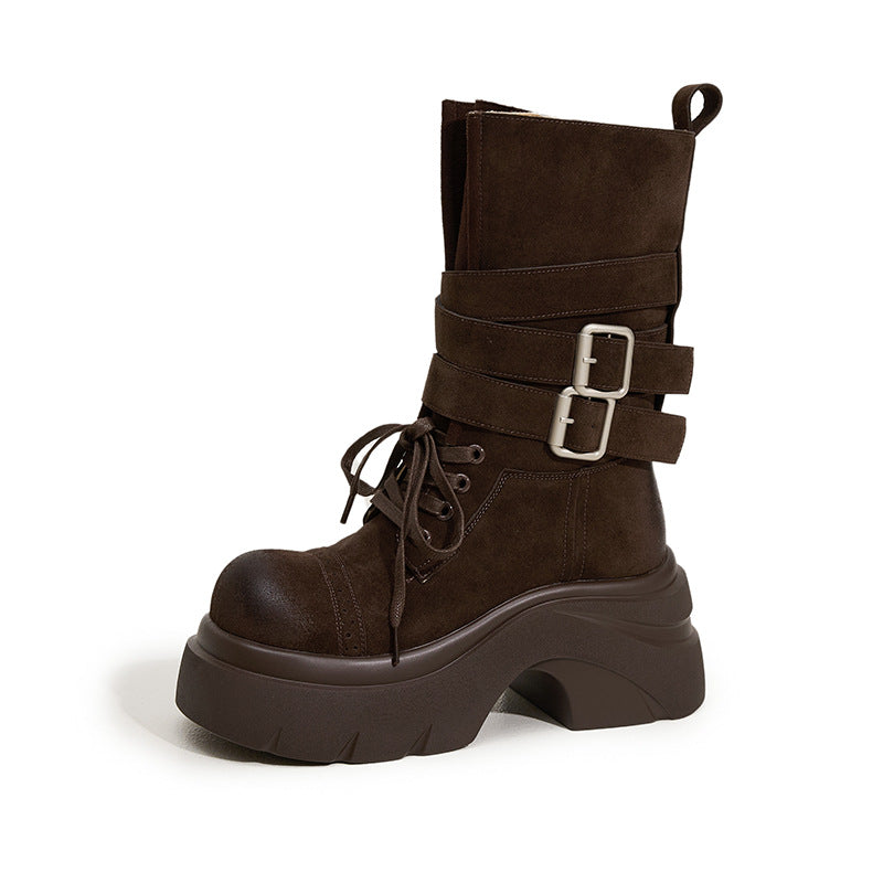 Women's Height Increasing Insole For Retro Western Denim Chunky Boots