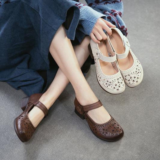 Women's Elegant Small Hollow Breathable First Layer Heels