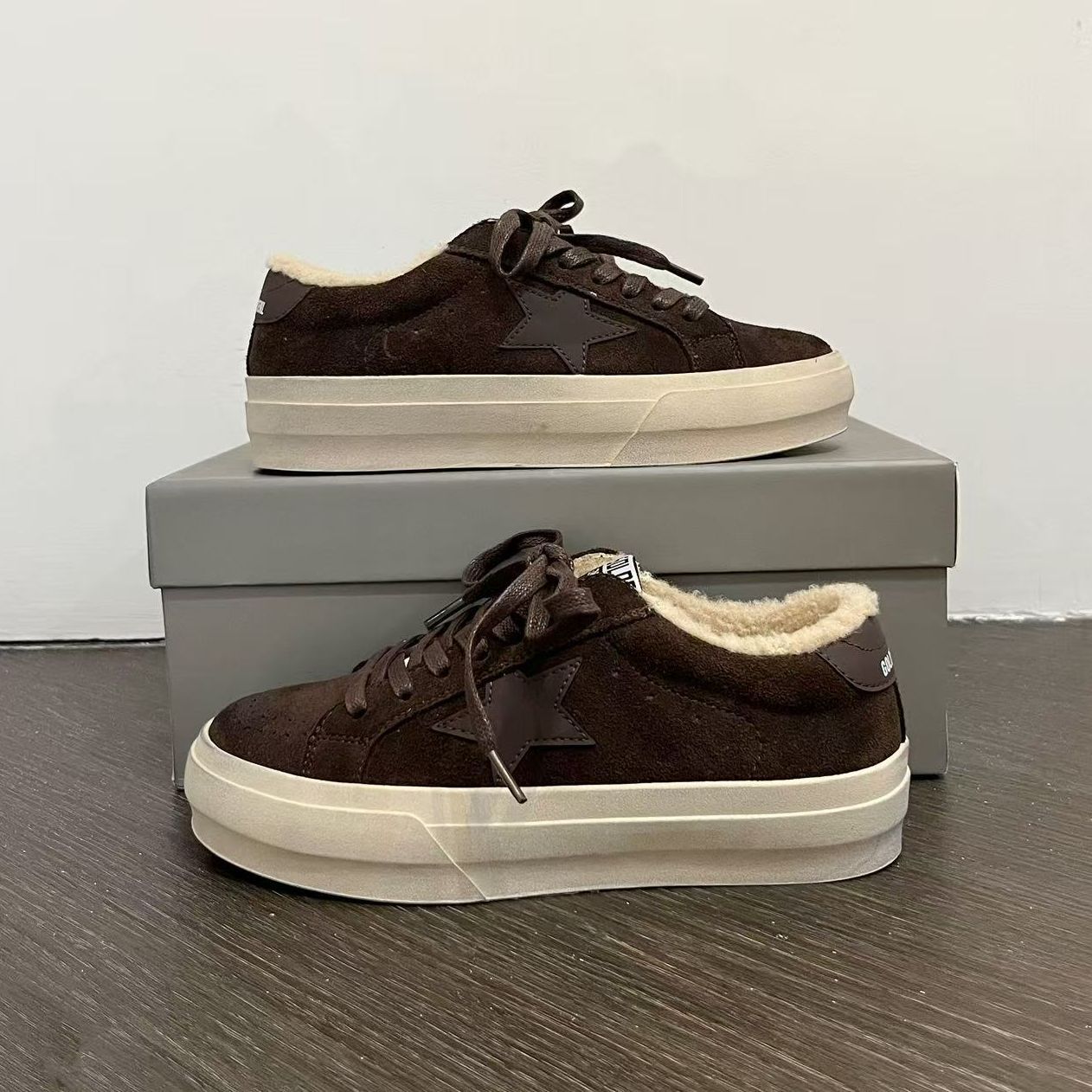 Women's Genuine Distressed Dirty Golden Goose Lamb Fur With Veet Men's Shoes