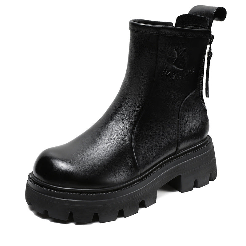 Women's Martin Ethnic Retro Genuine Straight Round Boots