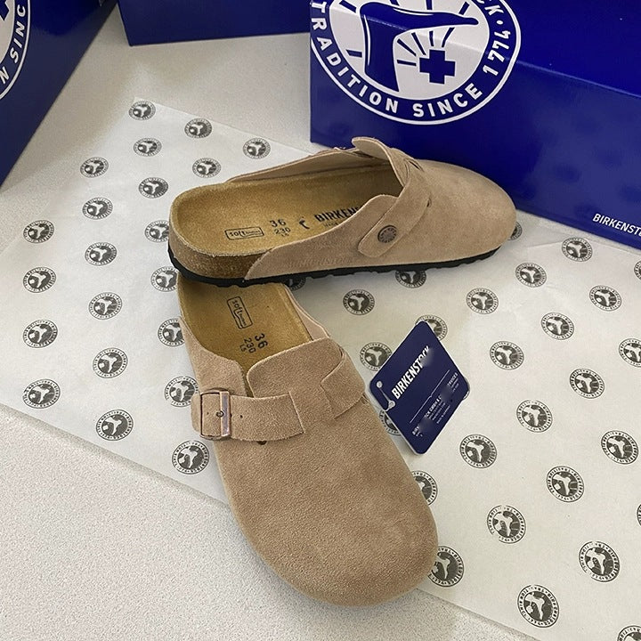 Women's & Men's Cowhide Fishing Genuine Cork Sole Toe Cap Platform Sandals