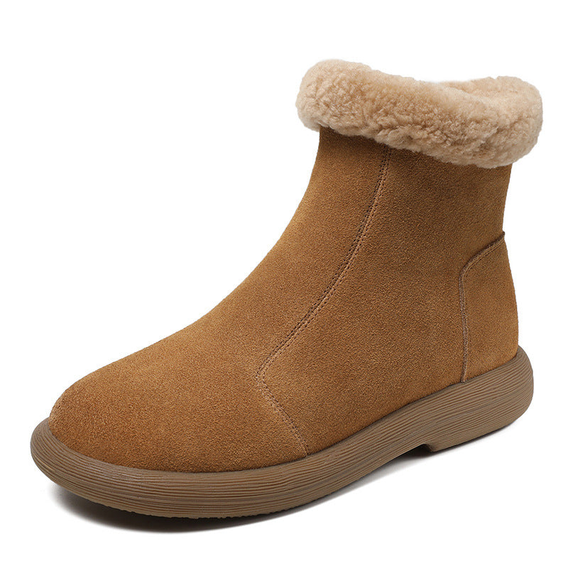 Women's Winter Genuine Warm Fur Thick Lambskin Women's Shoes