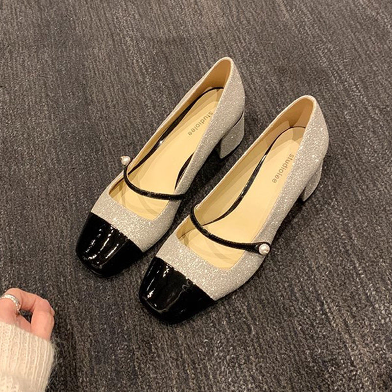 Banquet Classic Style Square Head Word Women's Shoes