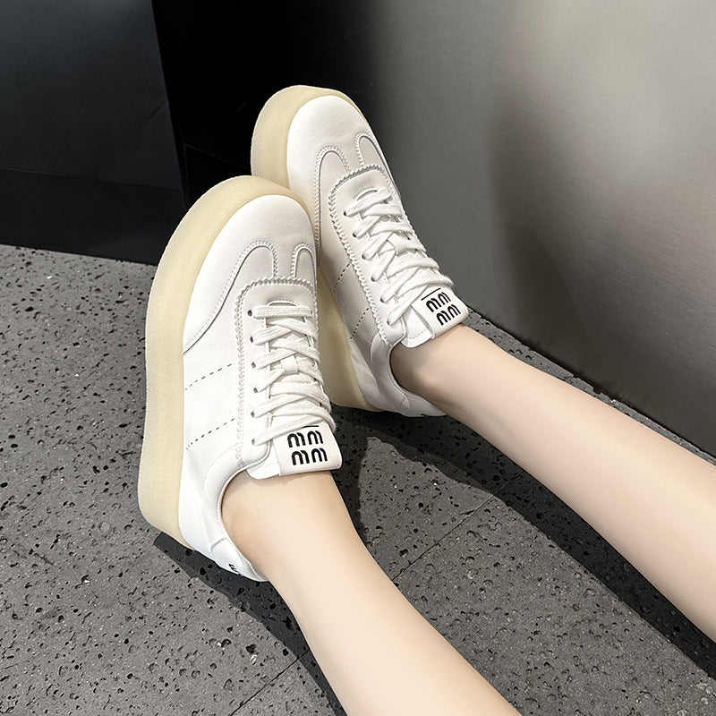 Women's Round Head Thick Bottom Elevator Wild Women's Shoes