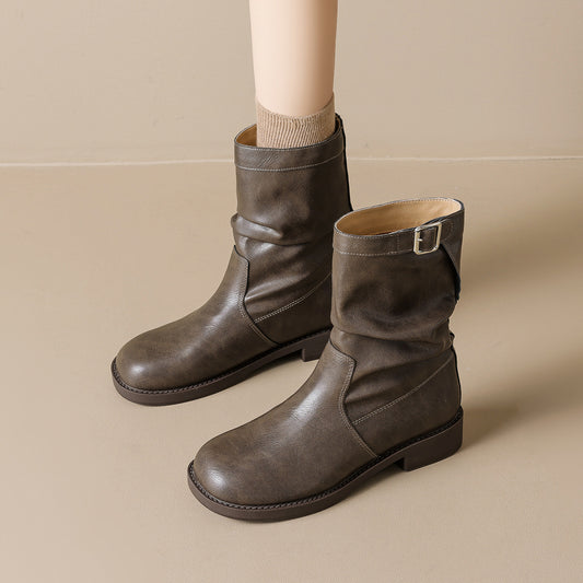 Women's Retro British Style Martin Fashionable Elegant Women's Leather Boots
