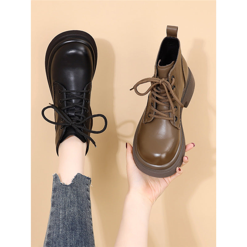 Women's Genuine Platform Martin Soft Bottom British Style Fried Street Boots