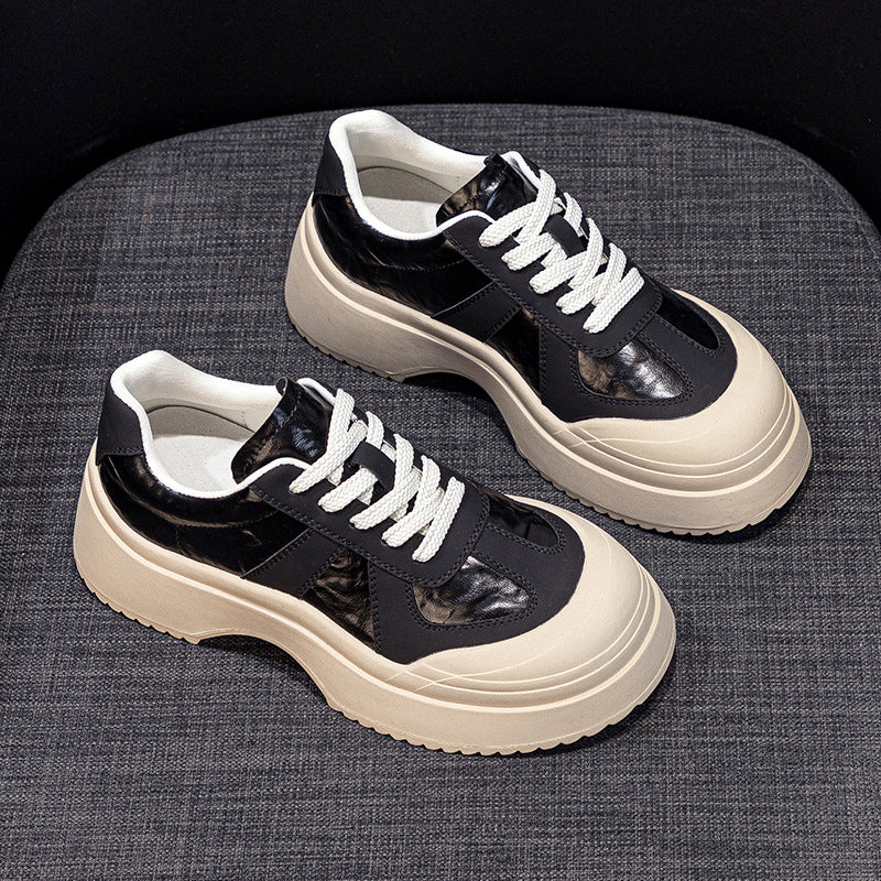 Women's White Korean Height Increasing Lazy Clunky For Women's Sports Shoes