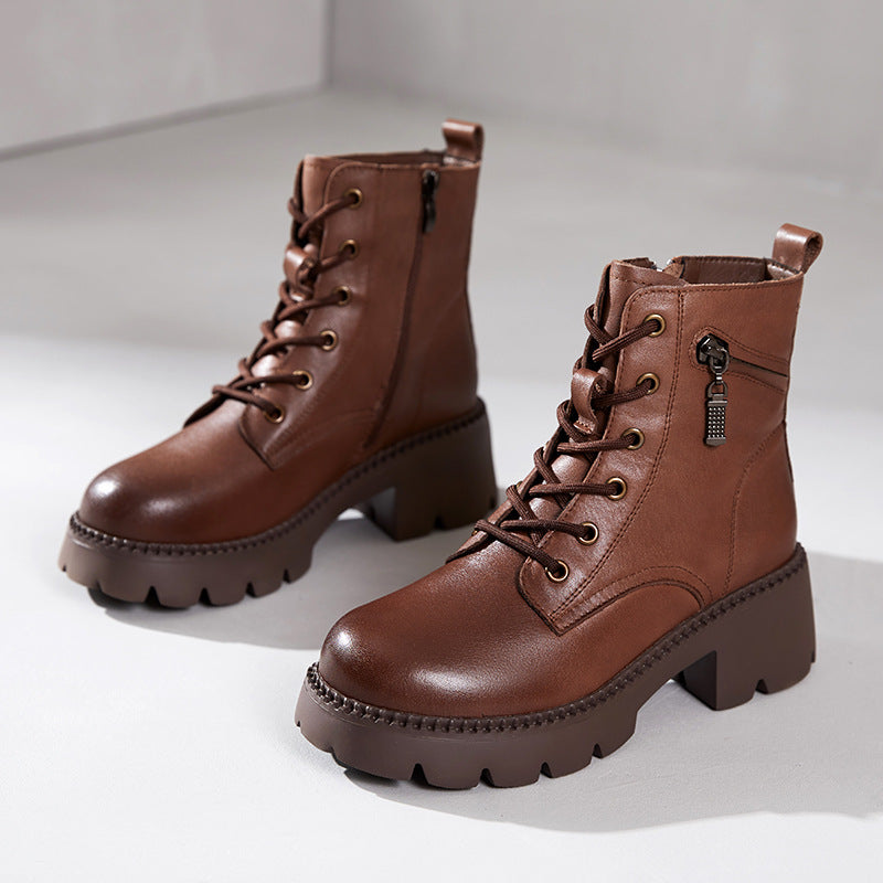 Women's & Men's First Layer Cowhide Martin Genuine Retro Boots