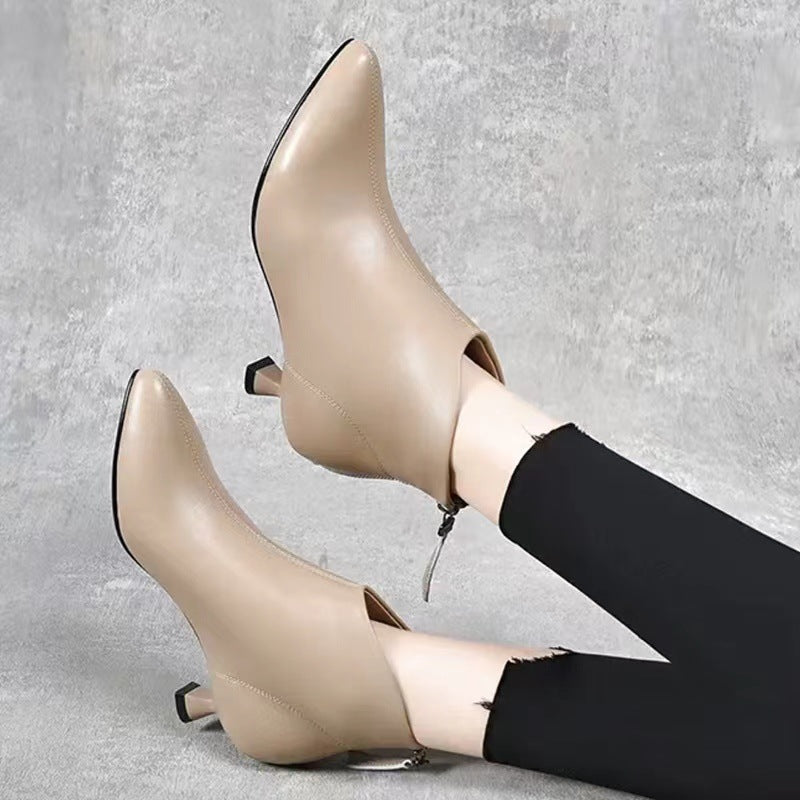 Women's Low Pointed Toe Mid Soft Fleece-lined Boots