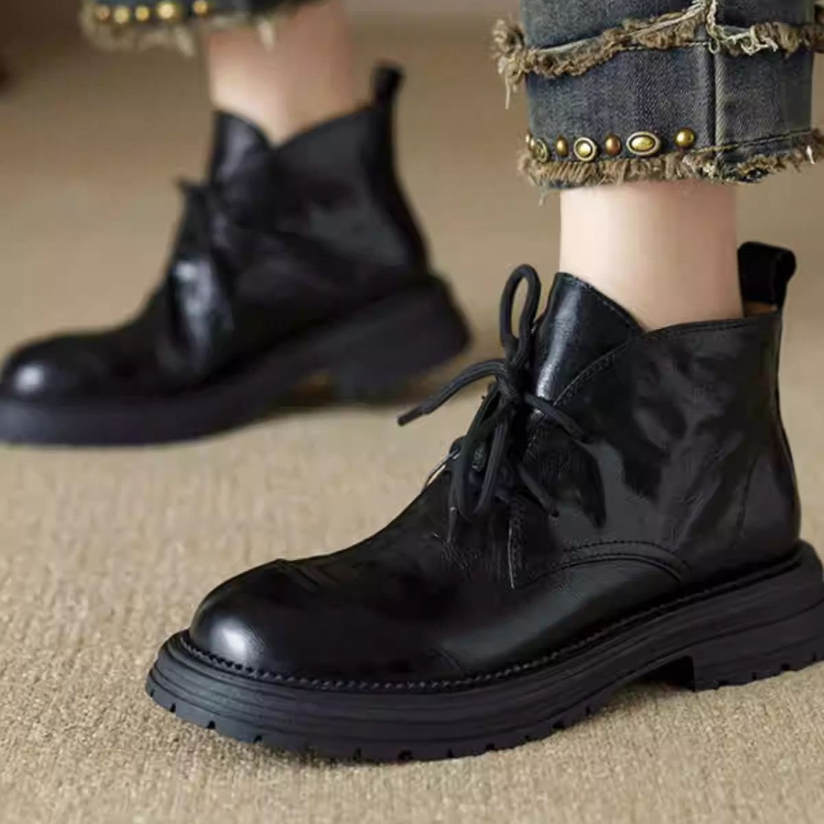 Women's Scratch Pattern Soft Thick Bottom Short Martin Boots