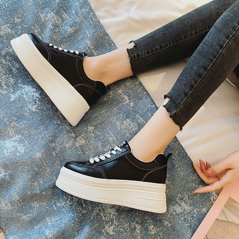 Women's Thick Bottom Height Increasing Insole Punching Sneakers