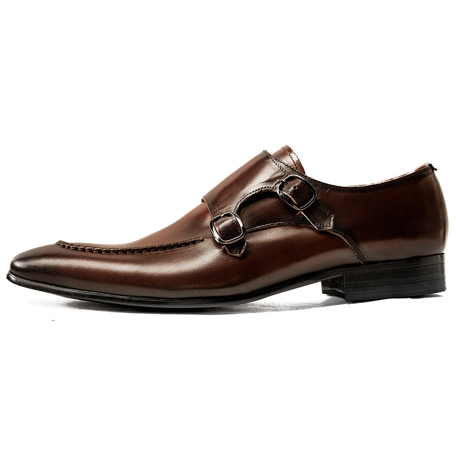 Men's Pointed Toe Side Buckle Trendy British Casual Shoes