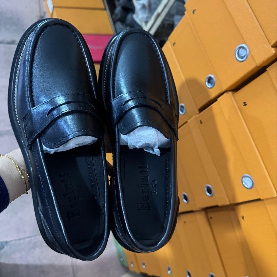 Men's Genuine Fashion Trendy Autumn First Layer Cowhide Breathable Thick Bottom Loafers/doug Shoes