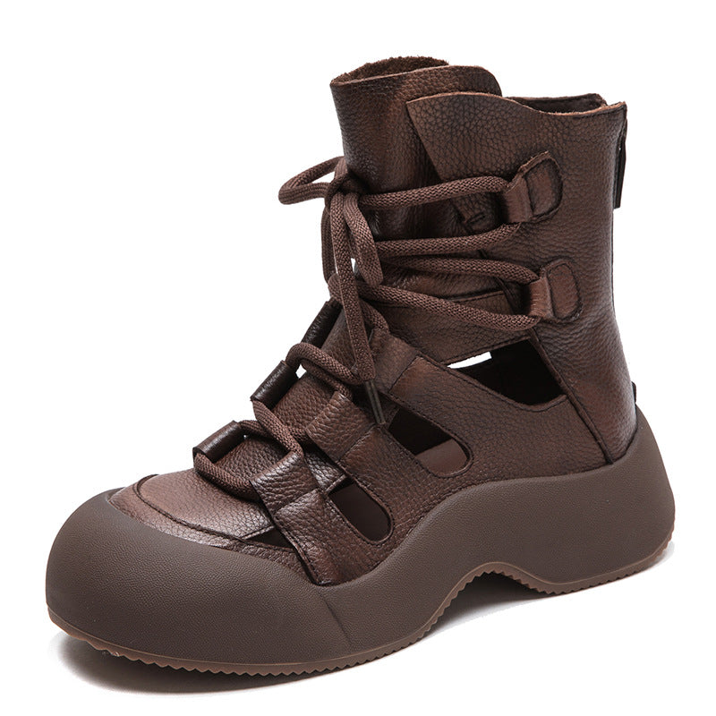 Women's Closed Toe Hollow Breathable Retro Fashion Special Interest Light Platform Sandals