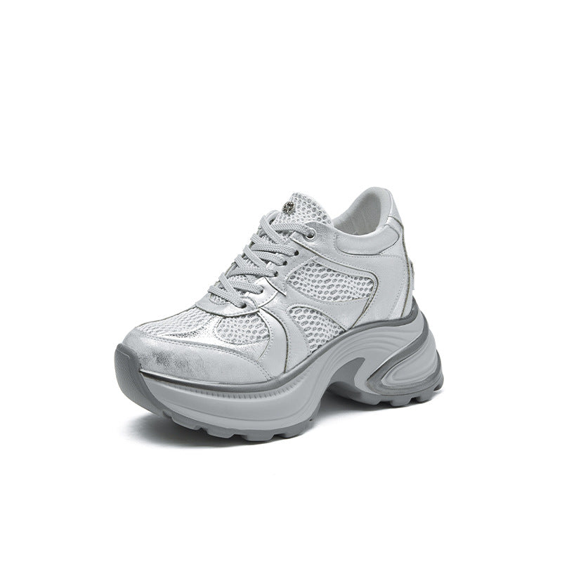 Women's Bottom Height Increasing Insole Mesh Stitching Wind Dad Women's Shoes