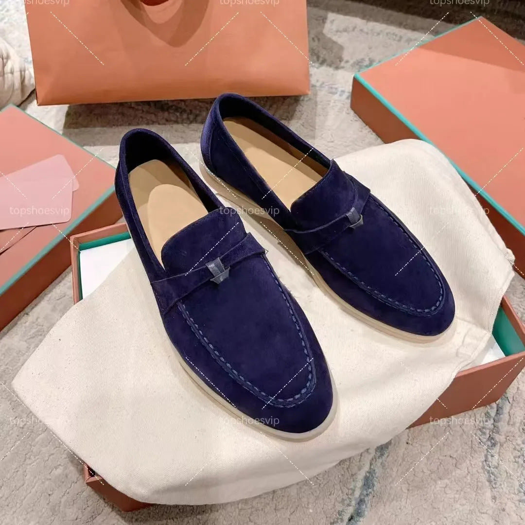 Women's Sheepskin Slip-on Pumps British Tassel Buckle Women's Casual Shoes