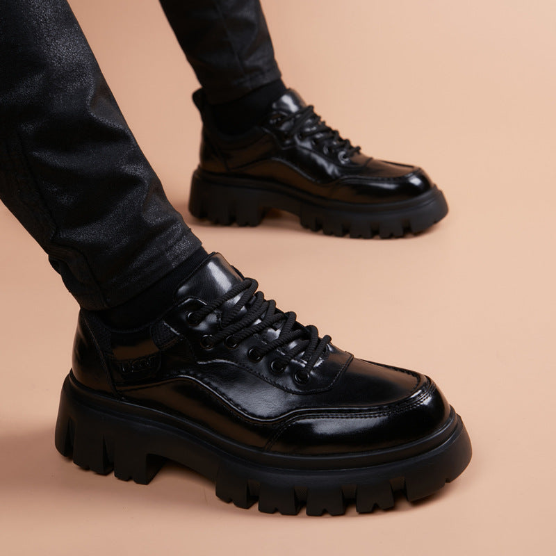 Men's Korean Style British Trend Thick Bottom Leather Shoes