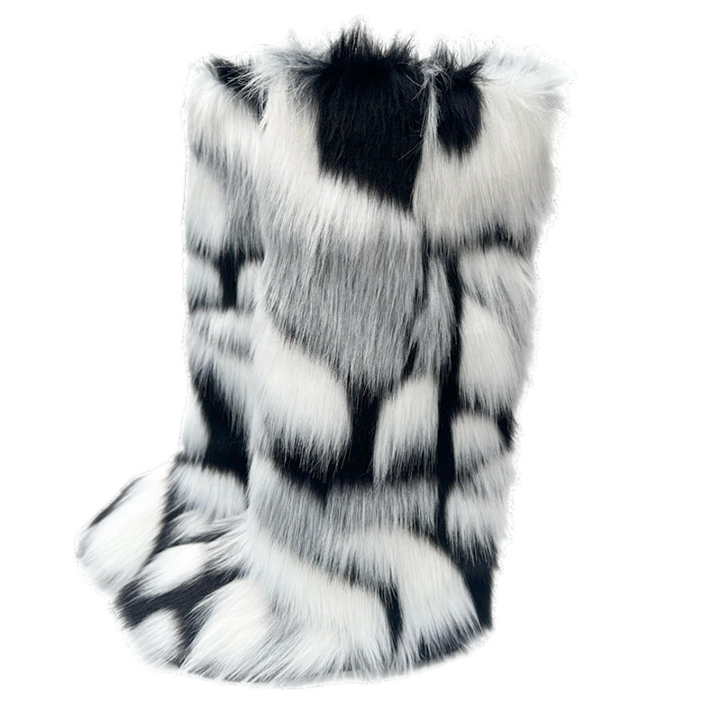 Classy Furry Trendy Thickening Plus Size Snow Boots