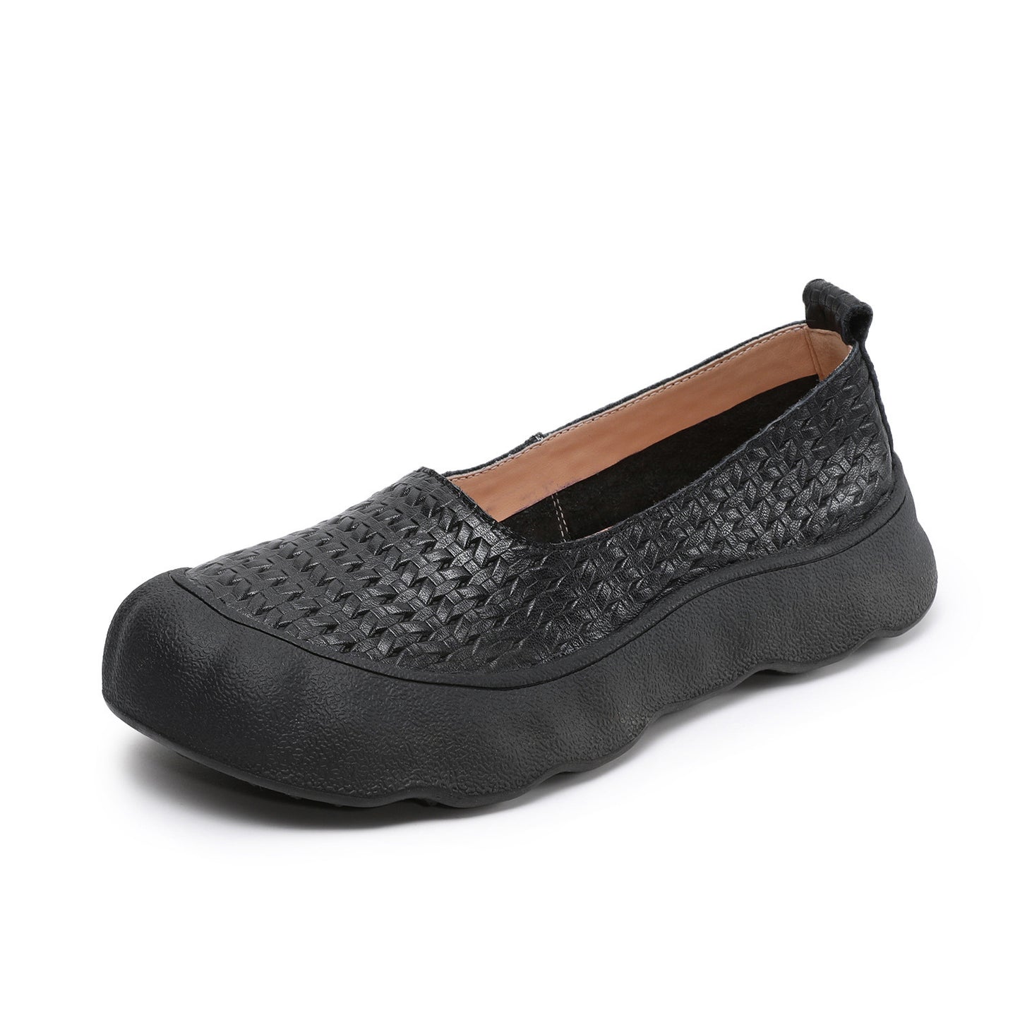 Women's Shallow Mouth Pumps Spring First Layer Cowhide Slip-on Lazy Loafers