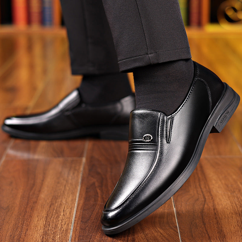 Men's Genuine Spring Cowhide Business Slip-on Soft Bottom Leather Shoes