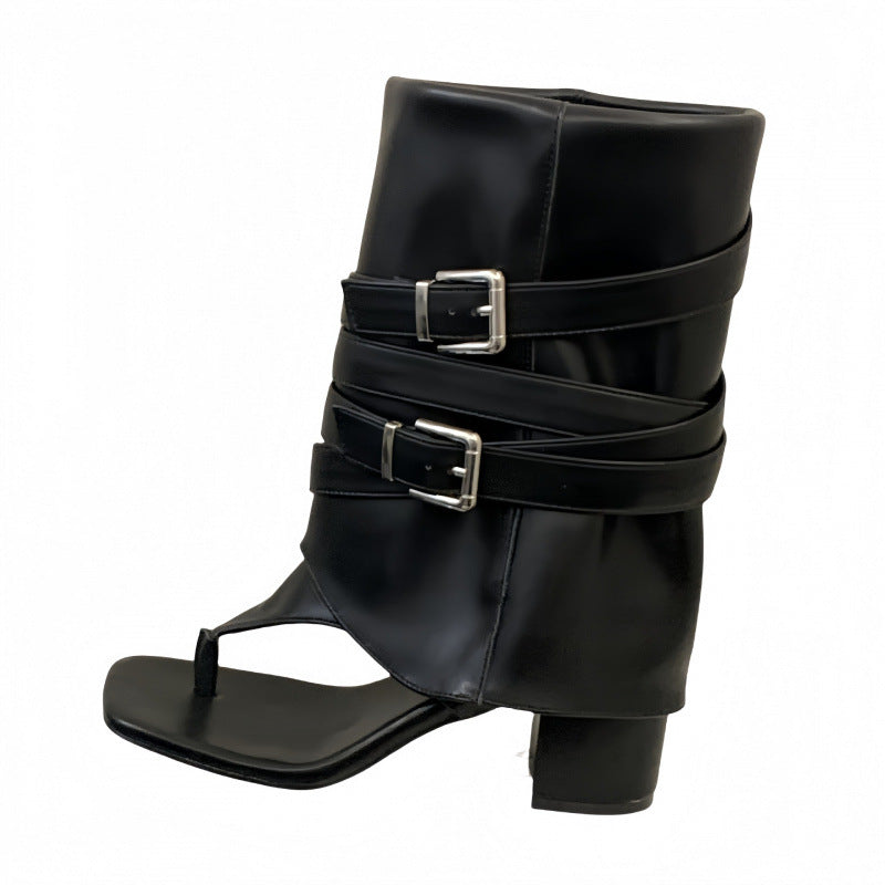 Women's Niche Design Knight Square Toe Chunky Sandals