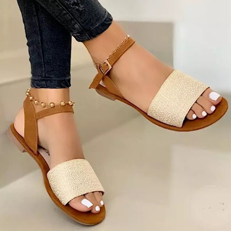 Women's Plus Size Summer Flat Buckle Outer Sandals