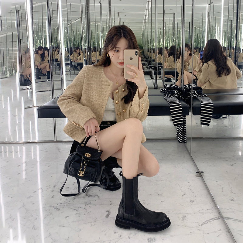 Women's Thick Bottom Smoke Pipe Chelsea Ankle Boots
