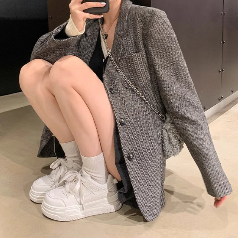 Women's Up Thick Bottom Heightened Platform White Casual Shoes