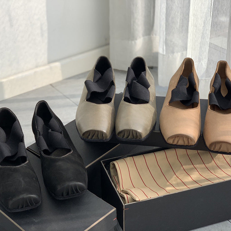 Women's Ballet Vintage Mary Cross Strap Distressed Pumps Women's Fashion Shoes