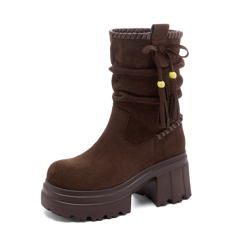 Women's Raise The Bottom Ankle Fleece-lined High Women's Leather Boots