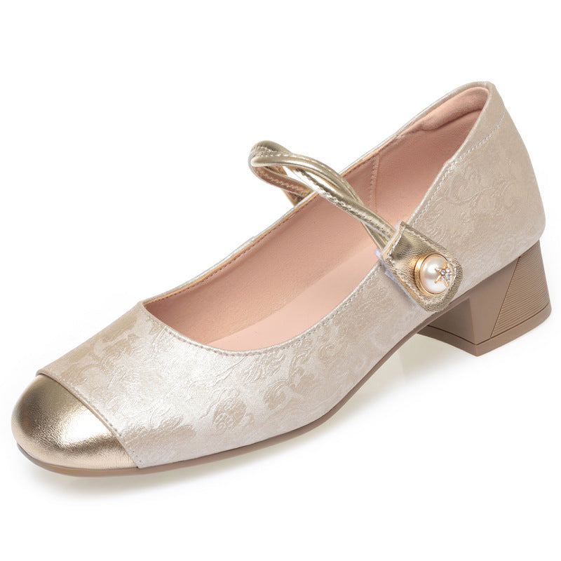 Women's Genuine Pumps Chinese Style Mary Jane Men's Shoes