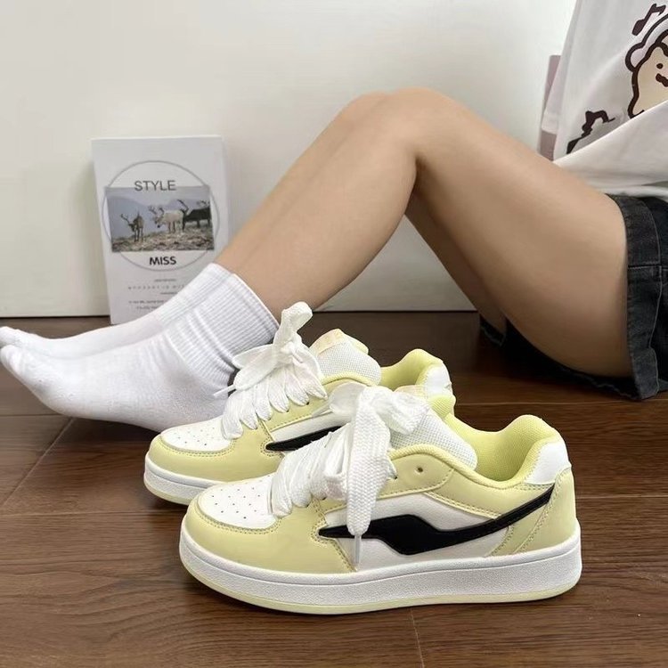 Female Light Yellow National Fashion Niche Bread Casual Shoes