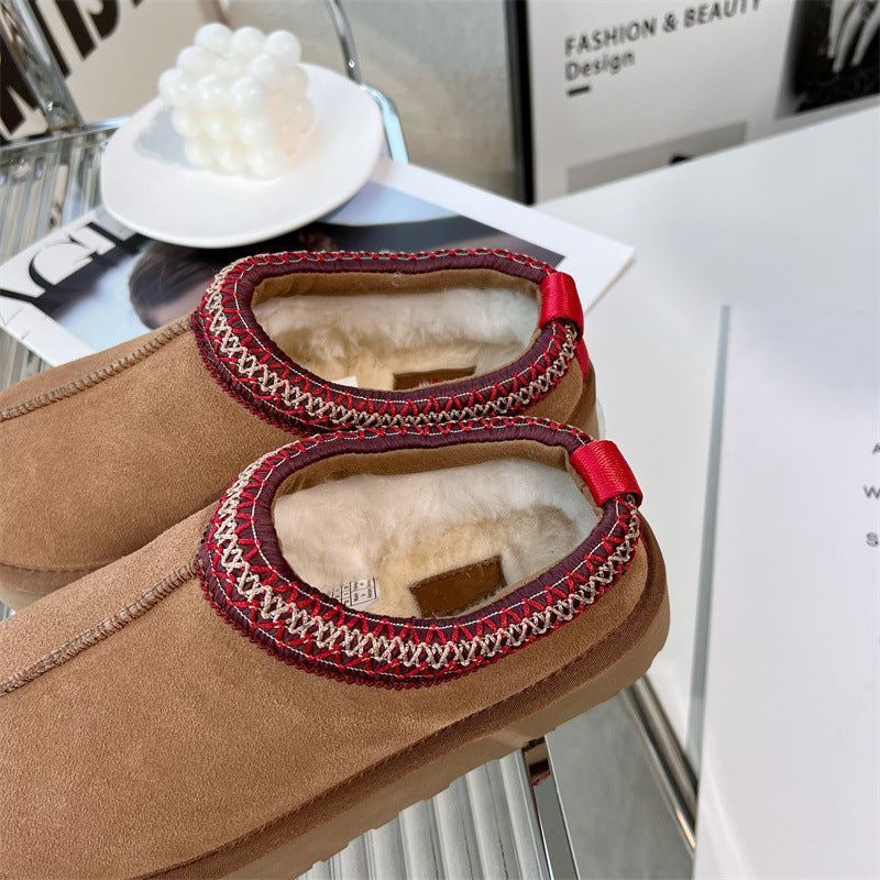 Women's Fur Integrated Ethnic Style Low-cut Platform Women's Shoes