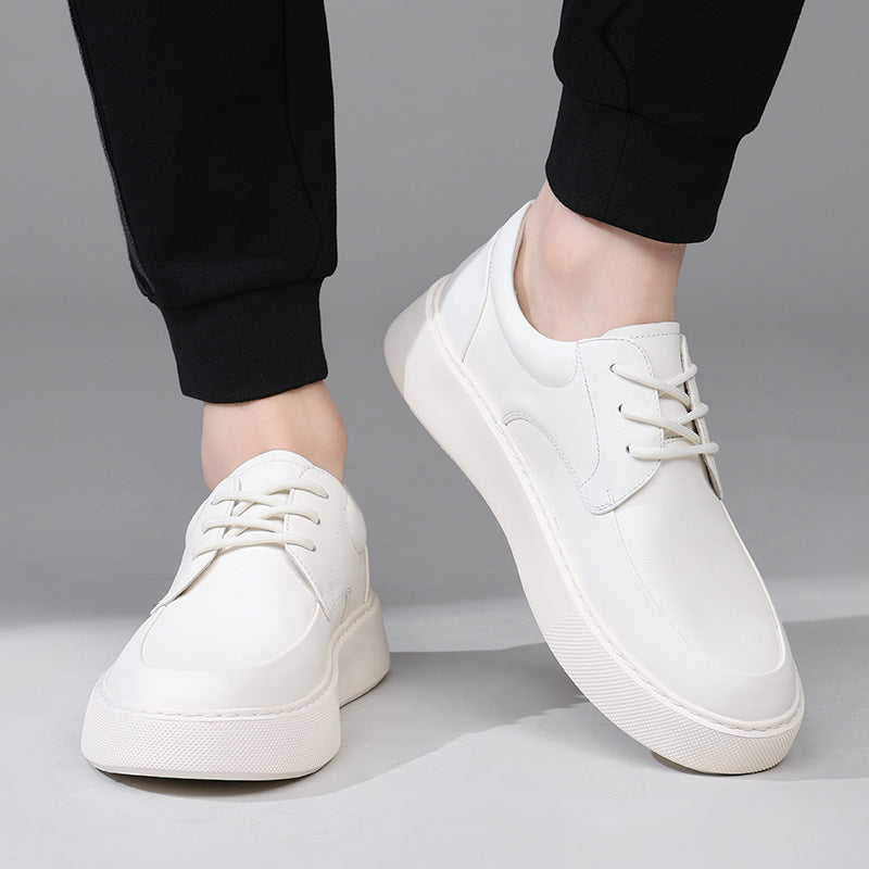 Men's Genuine Spring White Simple Versatile Cowhide Men's Casual Shoes