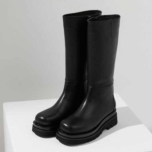 Men's Chelsea Platform First Layer Cowhide Boots