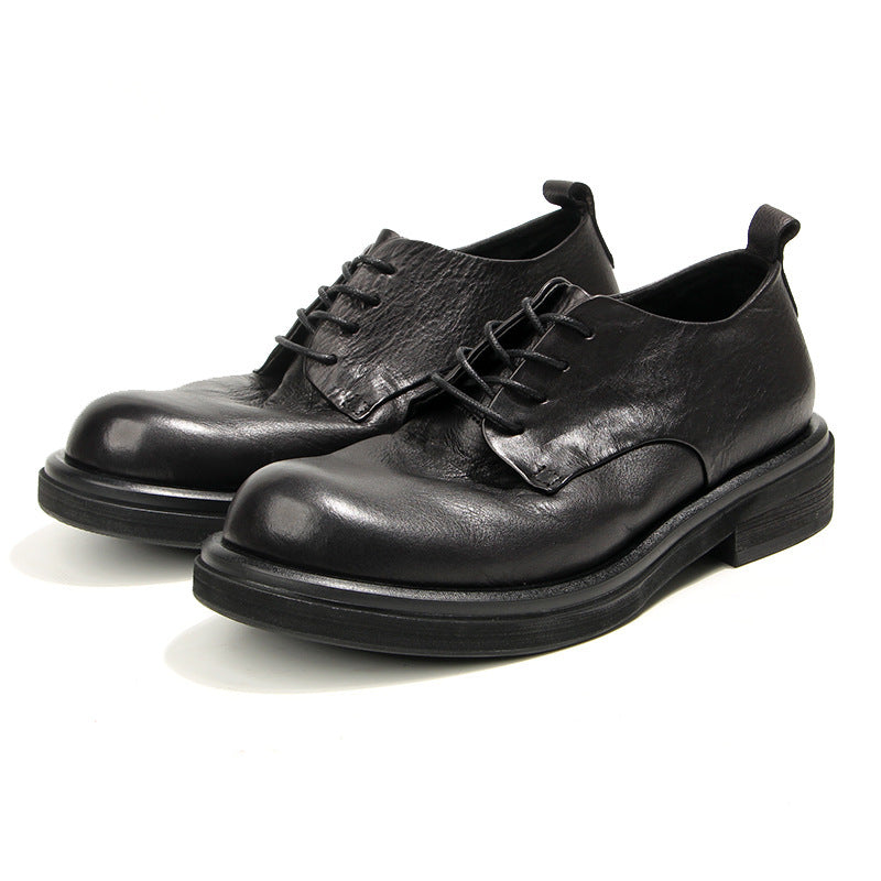 Men's Style Vintage Round Head Leisure Hand-rub Leather Shoes