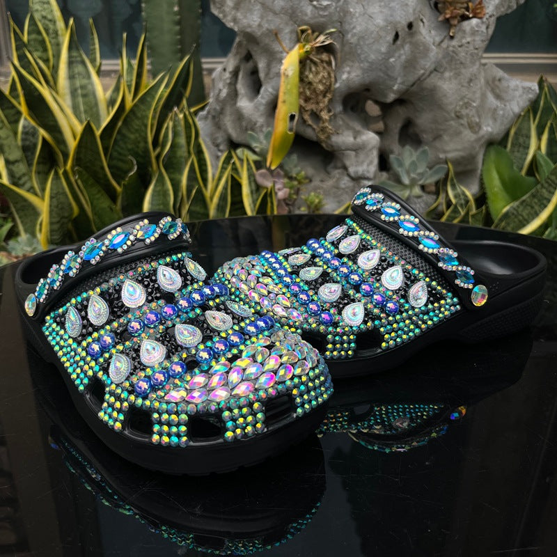 Women's Fashion Diamond Summer Hole Beach Home Flat Slippers