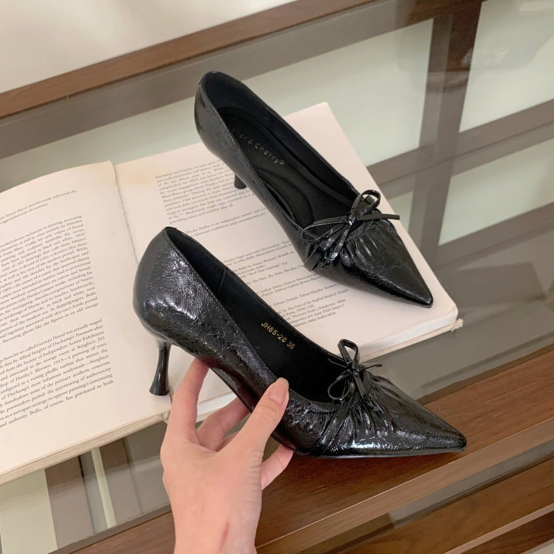 French Style Stiletto Low-cut Pointed Toe Western Women's Fashion Shoes