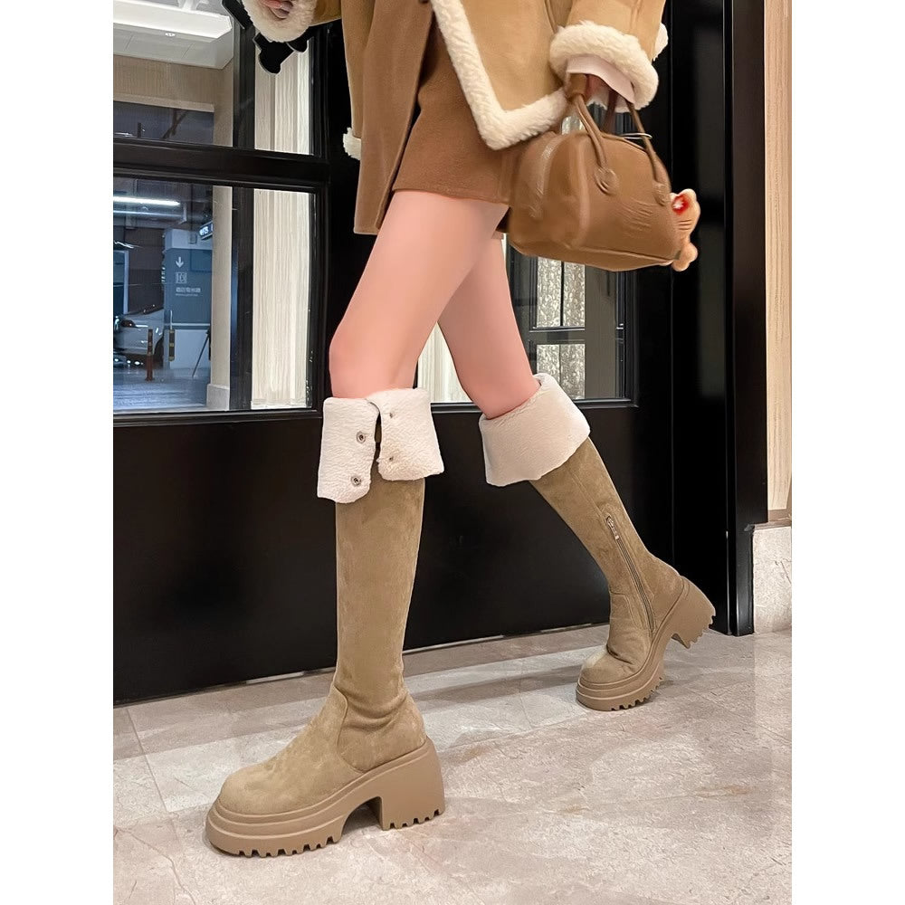 Women's Two-way Over The Knee High-heeled Thigh Knight Women's Leather Boots