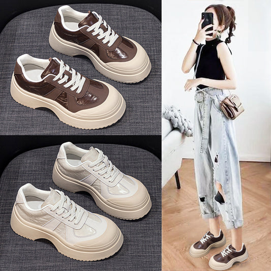 Women's White Korean Height Increasing Lazy Clunky For Women's Sports Shoes