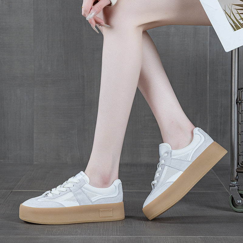 Women's German Training Thick-soled Soft Bottom White Spring Versatile Mesh Women's Board Shoes