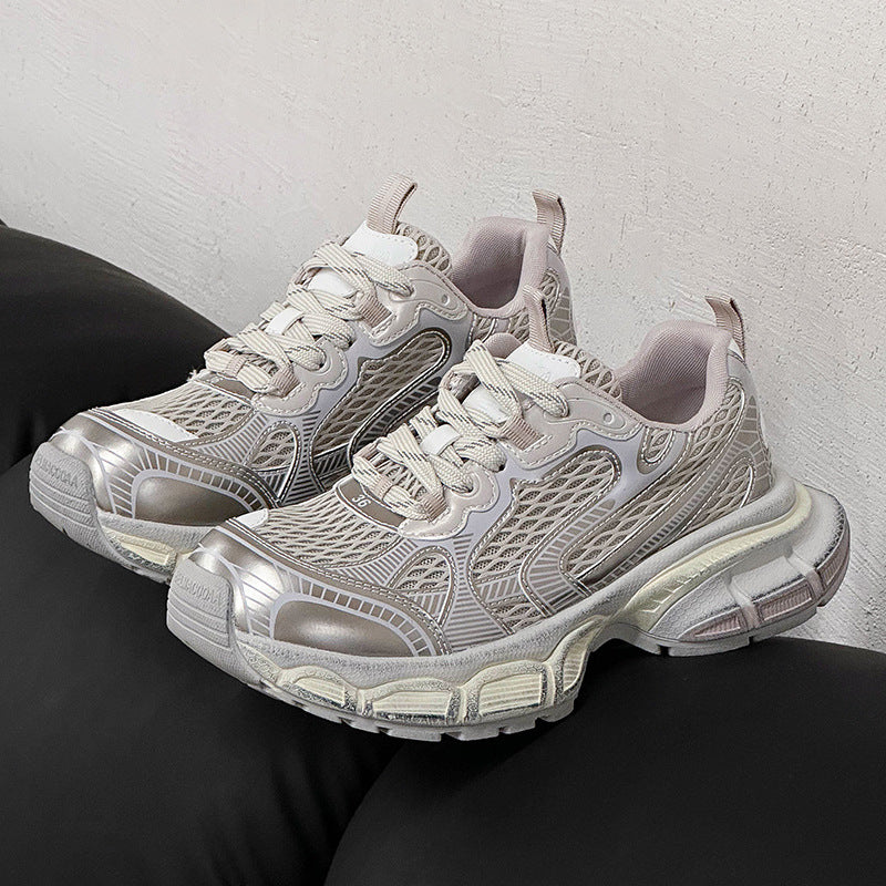 Women's Paris Dad Big Head Thick Bottom Mesh Elevator Women's Casual Shoes