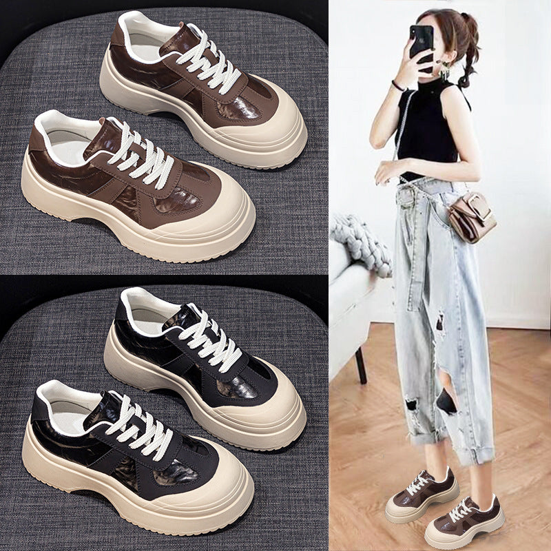 Women's White Korean Height Increasing Lazy Clunky For Women's Sports Shoes
