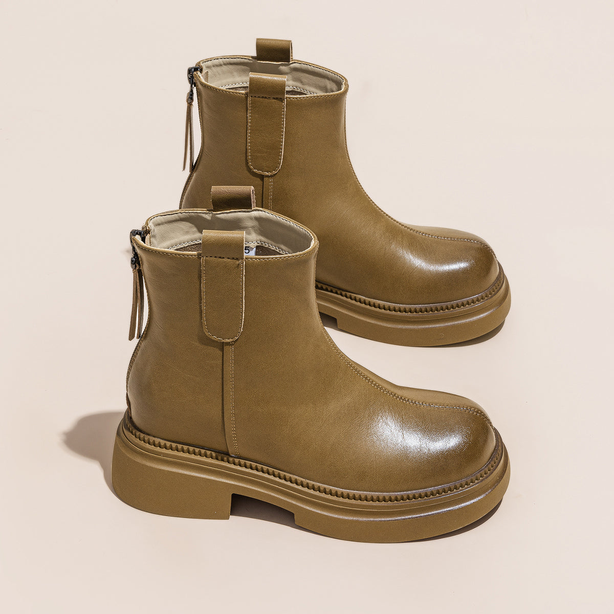 Women's Martin Platform Height Increasing Insole Skinny Women's Leather Boots