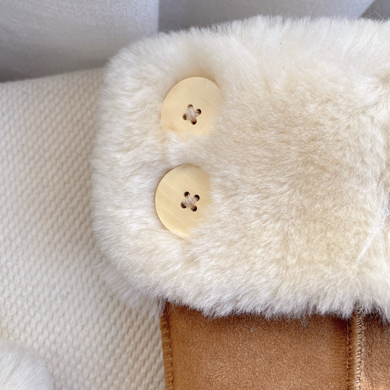 Button Two-way Female Winter Sheep Fur One Snow Boots