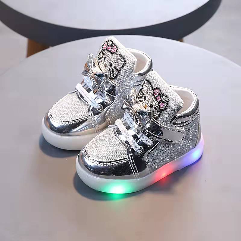 Children's Princess For Rhinestone Breathable Light Up Kid's Sneakers