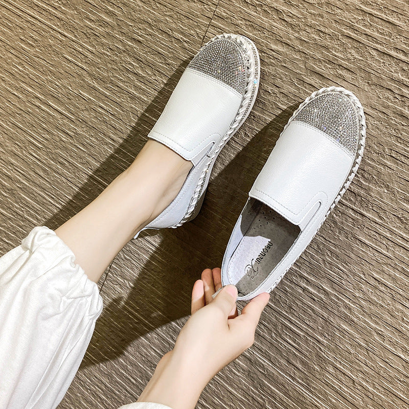 Slip-on Platform Lazy Cowhide Easy Wear Flat Women's Casual Shoes