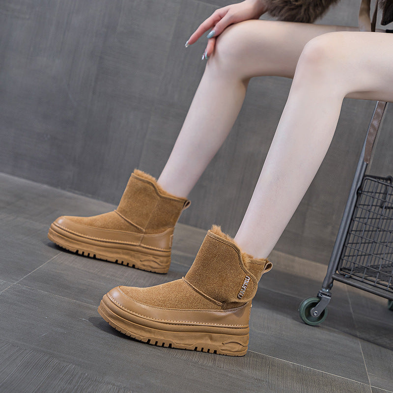 Platform Female Winter Fashion Thickened Veet Snow Boots