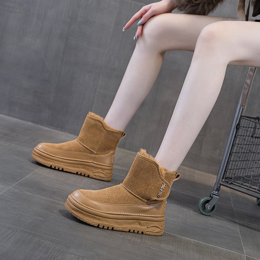 Platform Female Winter Fashion Thickened Veet Snow Boots